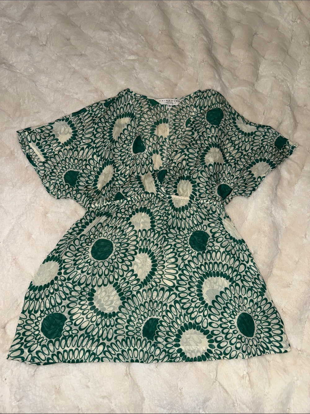 Trina Turk Breezy Top in Zinnia Print Green and White Patterned Tunic